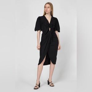 NWT Sandro Black Linen Midi Dress
